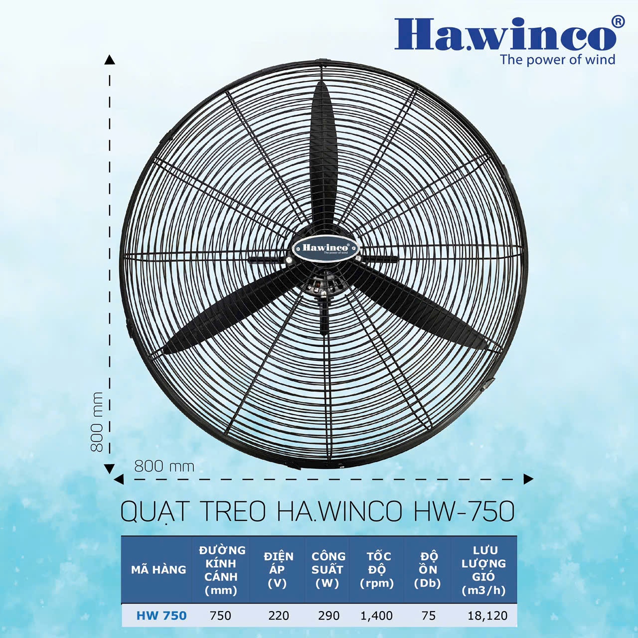 Quạt treo công nghiệp Hawin HW 750